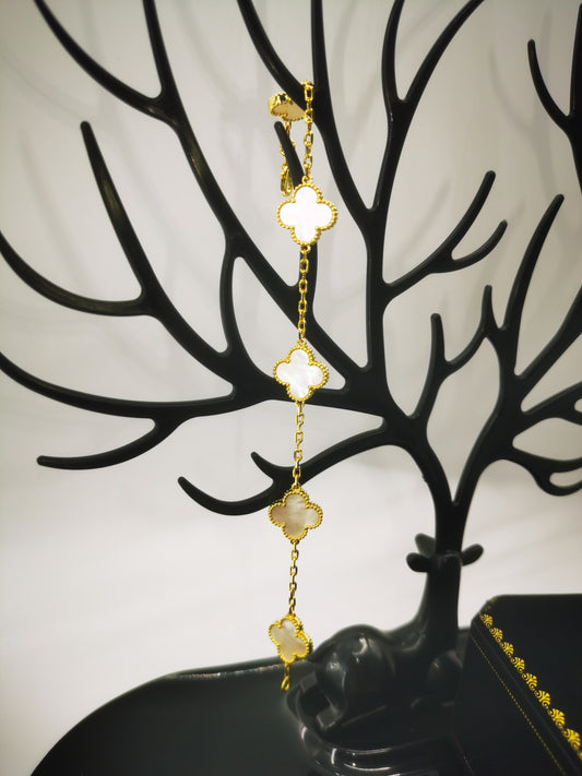 EMKOSUNG 18K Gold Plated Four Leaf Clover Bracelets for Women