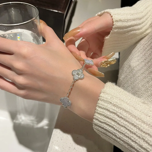 EMKOSUNG 18K Gold Plated Four Leaf Clover Bracelets for Women