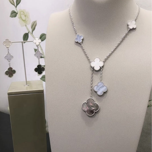 EMKOSUNG 18K Gold Plated 6 Flowers Four Leaf Clover Necklaces for Women