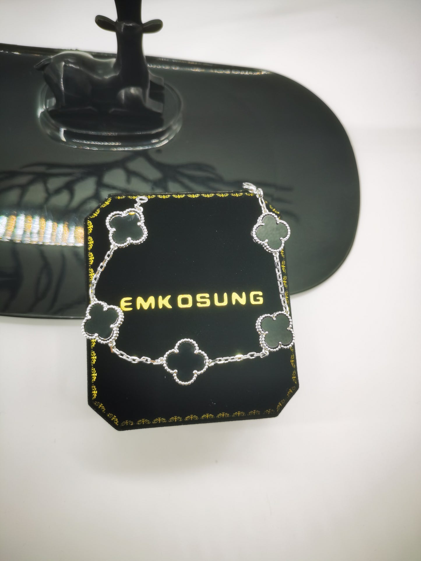 EMKOSUNG 18K Gold Plated Four Leaf Clover Bracelets for Women