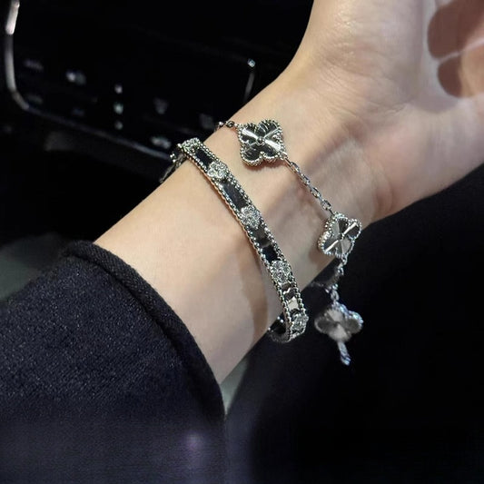 EMKOSUNG 18K Gold Plated Four Leaf Clover Bracelets for Women