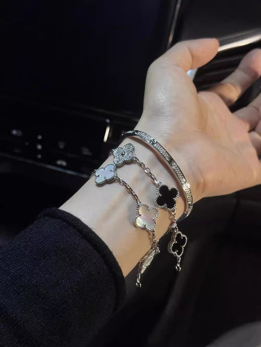 EMKOSUNG 18K Gold Plated Four Leaf Clover Bracelets for Women