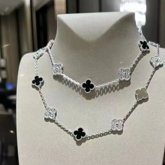 EMKOSUNG 18K Gold Plated 20 Flowers Four Leaf Clover Necklaces for Women