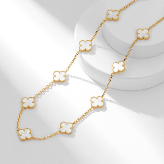 EMKOSUNG 18K Gold Plated 10 Flowers Four Leaf Clover Necklaces for Women