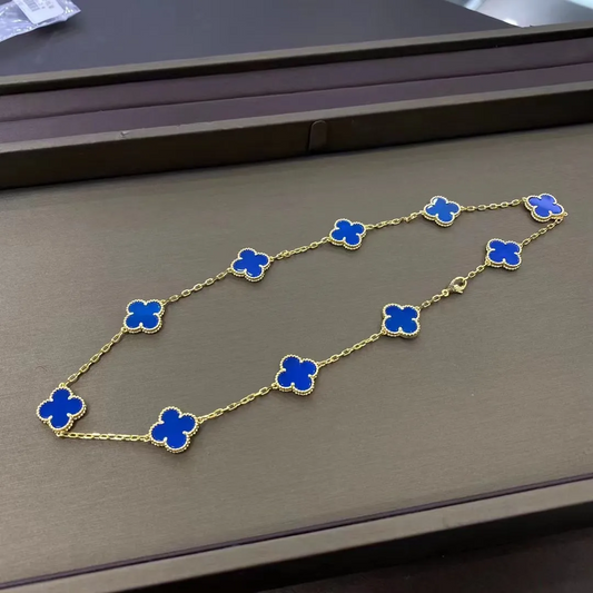 EMKOSUNG 18K Gold Plated 10 Flowers Four Leaf Clover Necklaces for Women