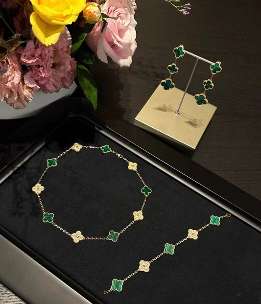 EMKOSUNG 18K Gold Plated 10 Flowers Four Leaf Clover Necklaces for Women