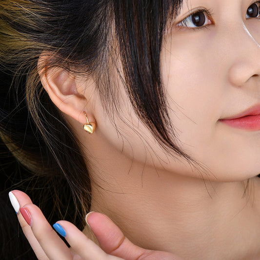 EMKOSUNG 18K Gold Plated Heart Shaped Silver Earrings for Women