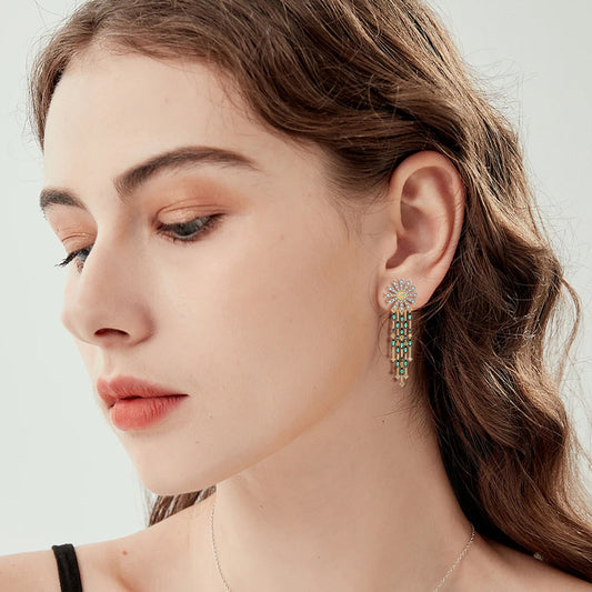 EMKOSUNG 18K Gold Plated Light Luxury Silver Earrings for Women