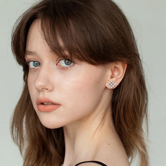 EMKOSUNG 18K Gold Plated Light Luxury Silver Earrings for Women