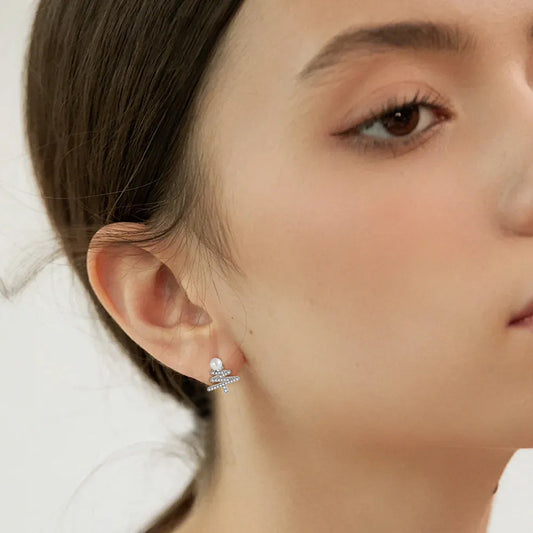 EMKOSUNG 18K Gold Plated Minimalist Fashion Silver Earrings for Women