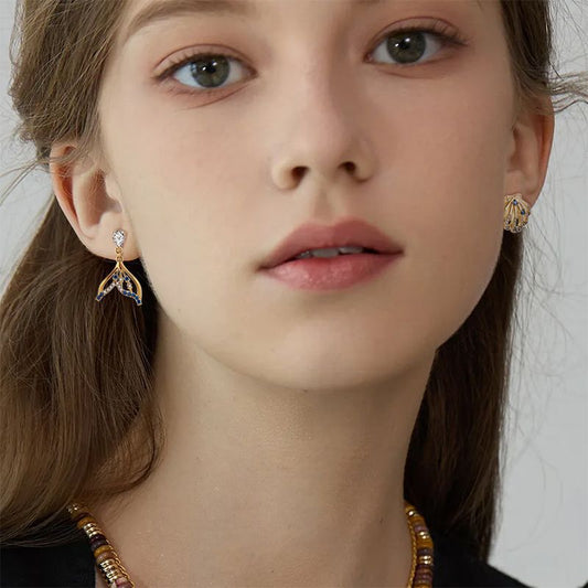 EMKOSUNG 18K Gold Plated Minimalist Fashion Silver Earrings for Women