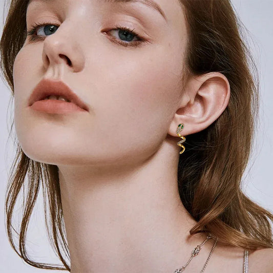 EMKOSUNG 18K Gold Plated Minimalist Fashion Silver Earrings for Women