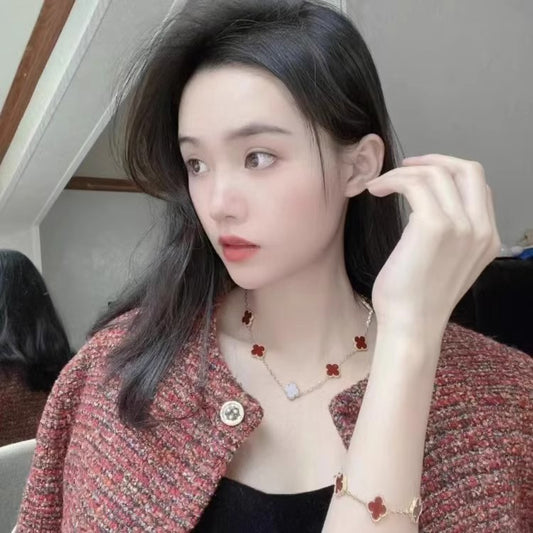 EMKOSUNG 18K Gold Plated 10 Flowers Four Leaf Clover Necklaces for Women