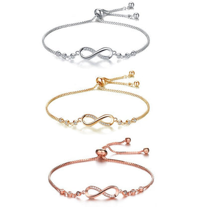 EMKOSUNG 18K Gold Plated Light Luxury Fashion Lucky 8 Bracelets for Women