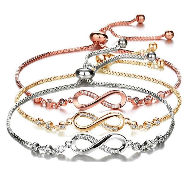 EMKOSUNG 18K Gold Plated Light Luxury Fashion Lucky 8 Bracelets for Women