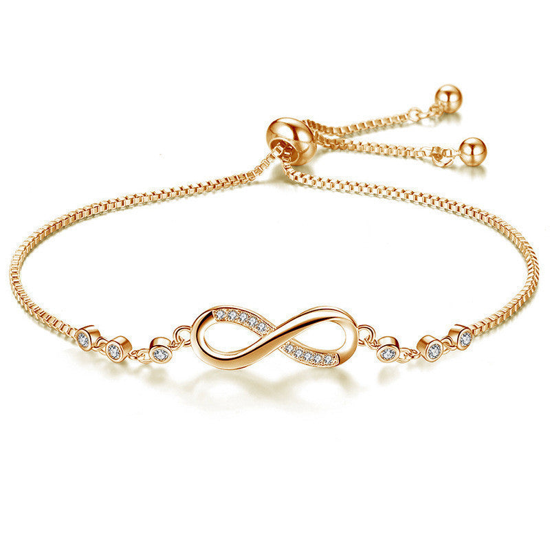 EMKOSUNG 18K Gold Plated Light Luxury Fashion Lucky 8 Bracelets for Women