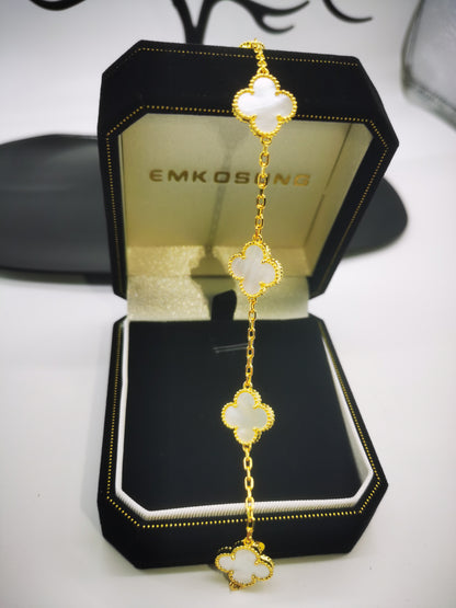 EMKOSUNG 18K Gold  Plated  Four Leaf Clover Bracelets for Women