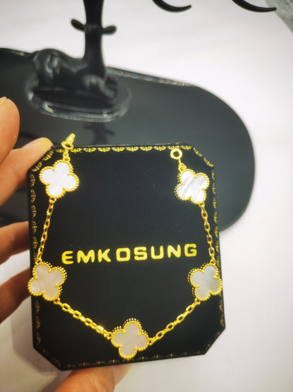 EMKOSUNG 18K Gold  Plated  Four Leaf Clover Bracelets for Women