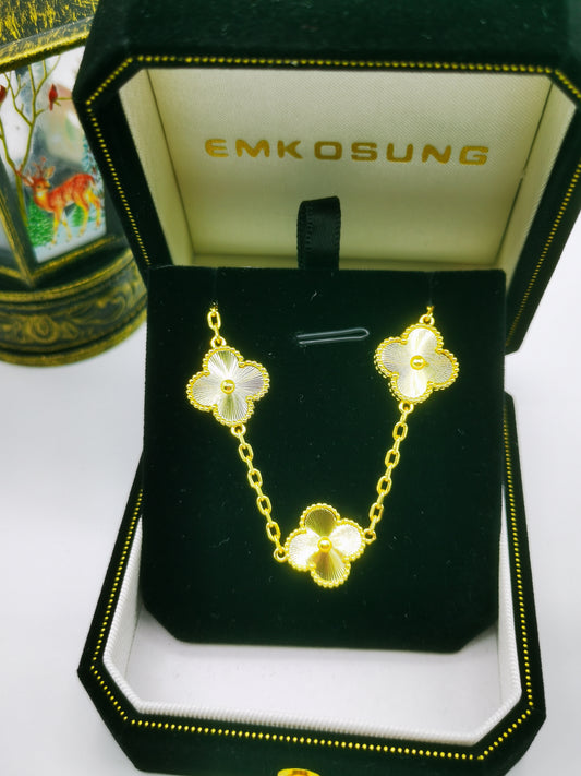 EMKOSUNG 18K Gold  Plated  Four Leaf Clover Bracelets for Women