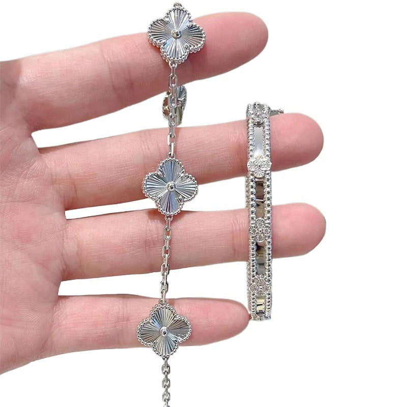 EMKOSUNG 18K Gold  Plated  Four Leaf Clover Bracelets for Women