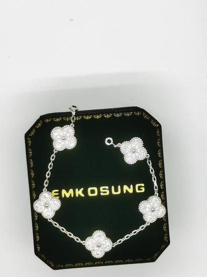 EMKOSUNG 18K Gold  Plated  Four Leaf Clover Bracelets for Women