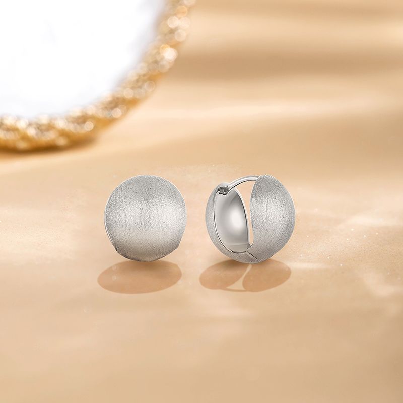EMKOSUNG 18K Gold  Plated Round Brushed Silver Earrings for Women