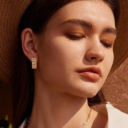 EMKOSUNG 18K Gold  Plated  Light Luxury Silver Earrings for Women