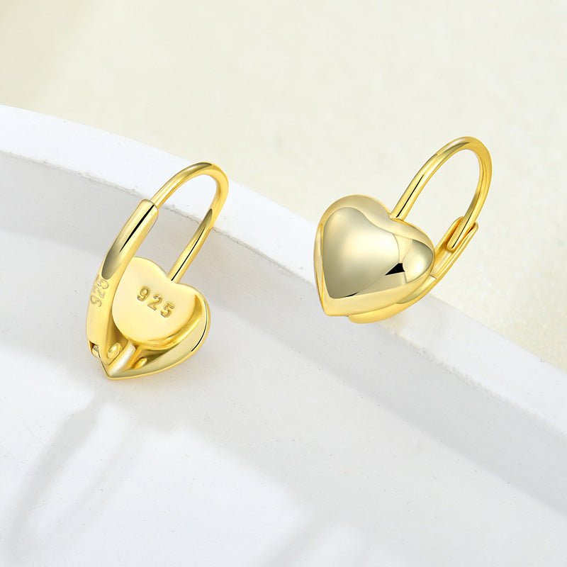 EMKOSUNG 18K Gold  Plated Heart Shaped Silver Earrings for Women