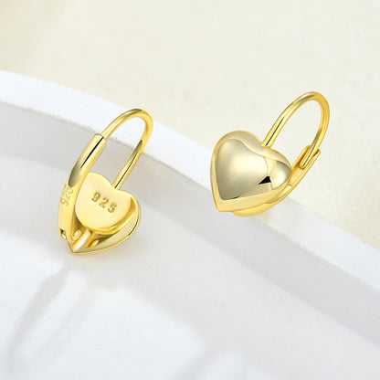EMKOSUNG 18K Gold  Plated Heart Shaped Silver Earrings for Women