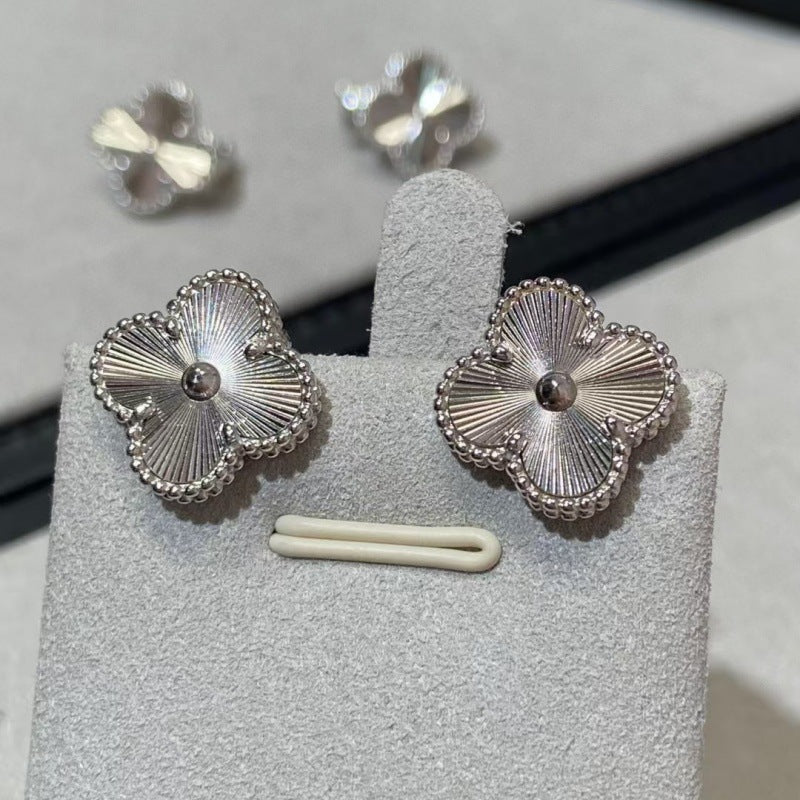 EMKOSUNG 18K Gold  Plated  Single Flowers Four Leaf Clover Earrings for Women