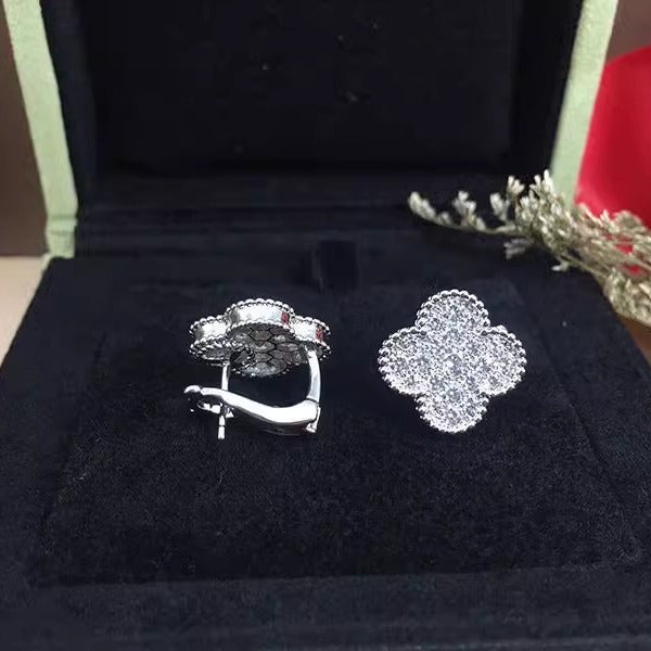 EMKOSUNG 18K Gold  Plated  Single Flowers Four Leaf Clover Earrings for Women