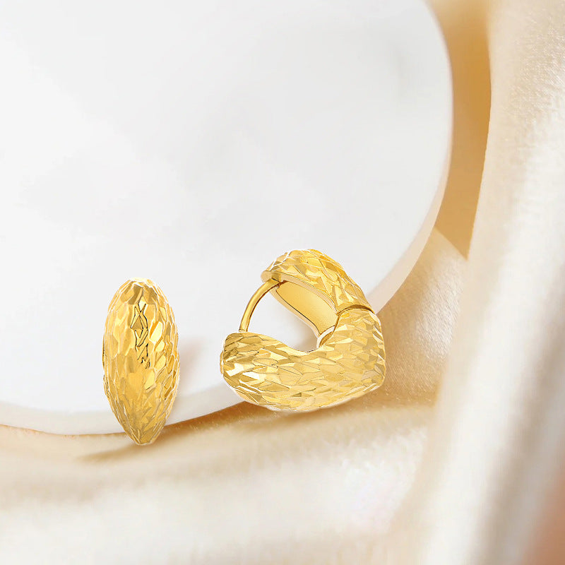 EMKOSUNG 18K Gold  Plated Round Brushed Silver Earrings for Women