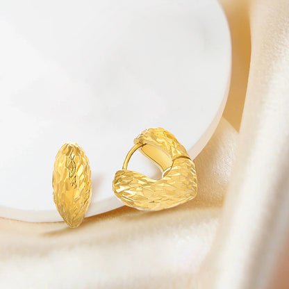 EMKOSUNG 18K Gold  Plated Round Brushed Silver Earrings for Women