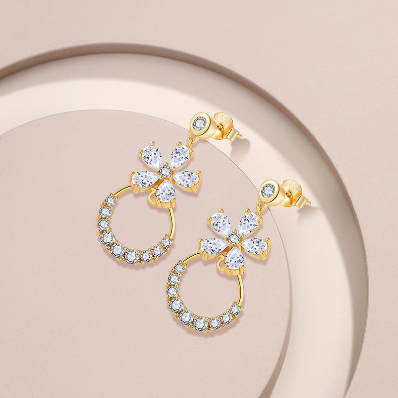 EMKOSUNG 18K Gold  Plated  Light Luxury Silver Earrings for Women