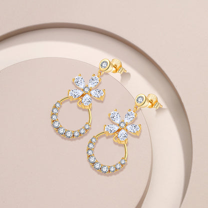 EMKOSUNG 18K Gold  Plated  Light Luxury Silver Earrings for Women