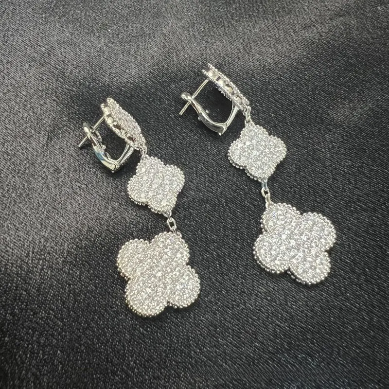 EMKOSUNG 18K Gold  Plated 3 Flowers Four Leaf Clover Earrings for Women