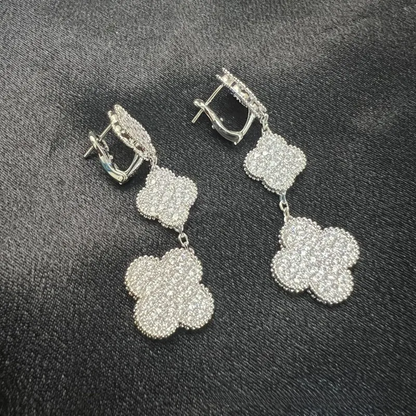 EMKOSUNG 18K Gold  Plated 3 Flowers Four Leaf Clover Earrings for Women