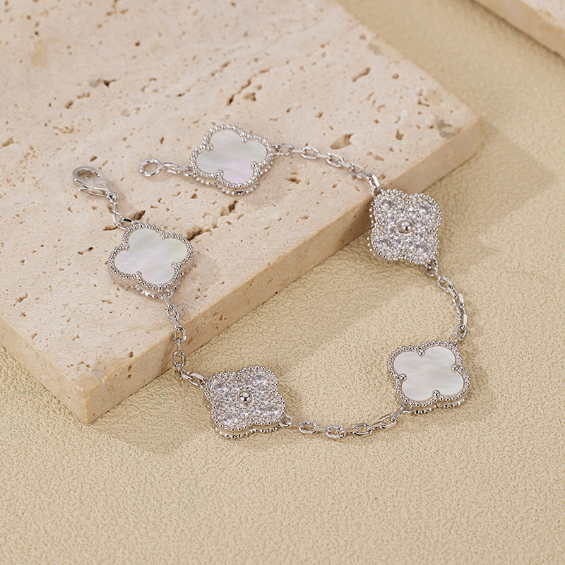 EMKOSUNG 18K Gold  Plated  Four Leaf Clover Bracelets for Women