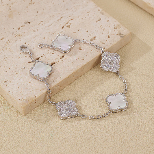 EMKOSUNG 18K Gold  Plated  Four Leaf Clover Bracelets for Women