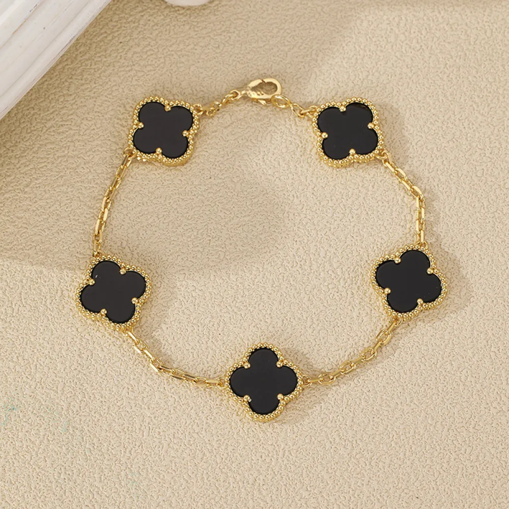 EMKOSUNG 18K Gold  Plated  Four Leaf Clover Bracelets for Women
