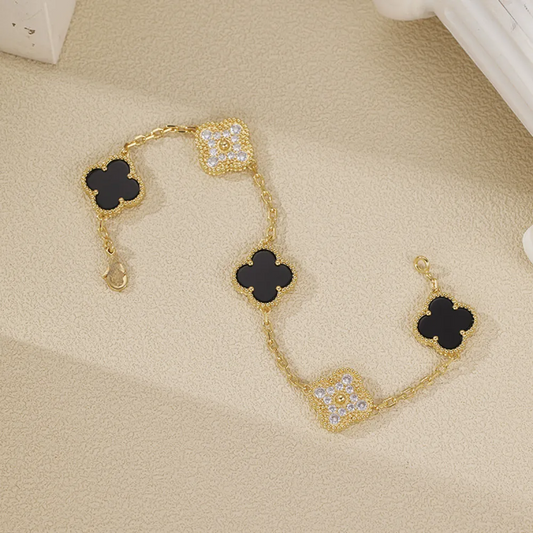 EMKOSUNG 18K Gold  Plated  Four Leaf Clover Bracelets for Women