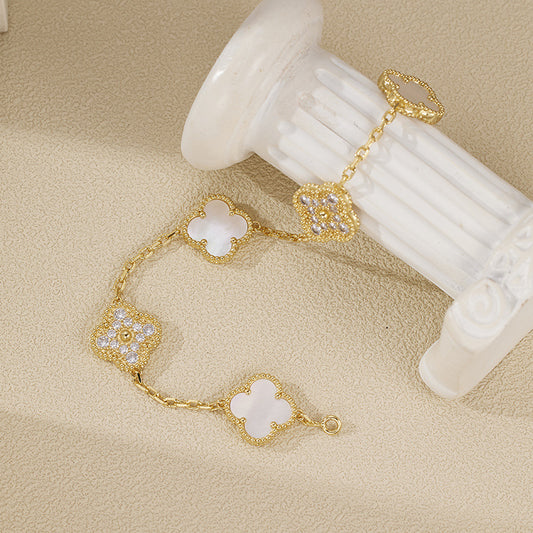 EMKOSUNG 18K Gold  Plated  Four Leaf Clover Bracelets for Women