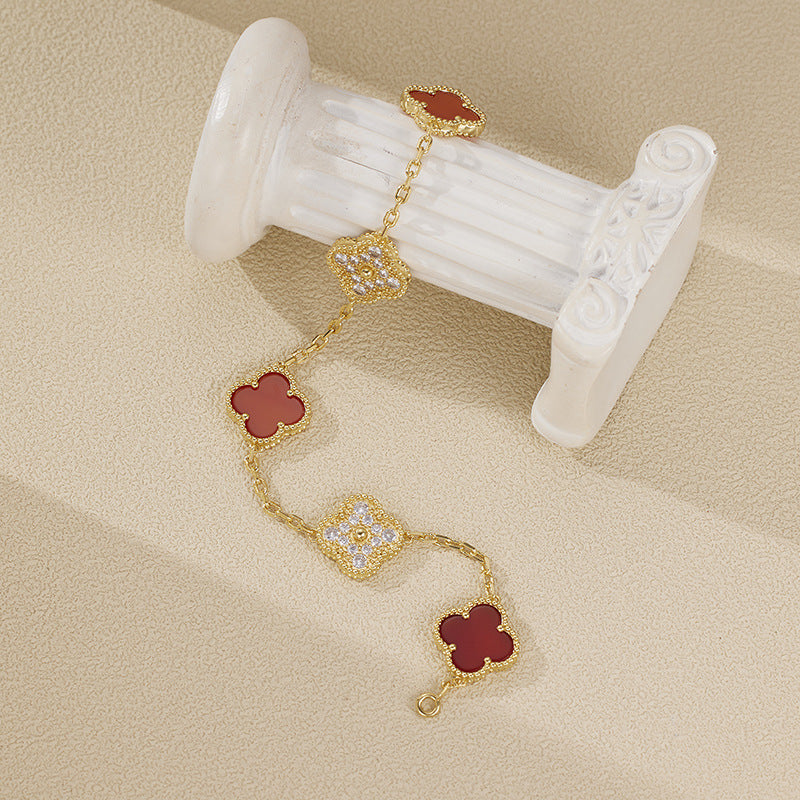 EMKOSUNG 18K Gold  Plated  Four Leaf Clover Bracelets for Women