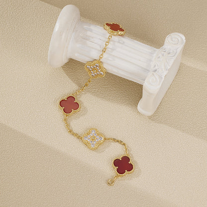 EMKOSUNG 18K Gold  Plated  Four Leaf Clover Bracelets for Women