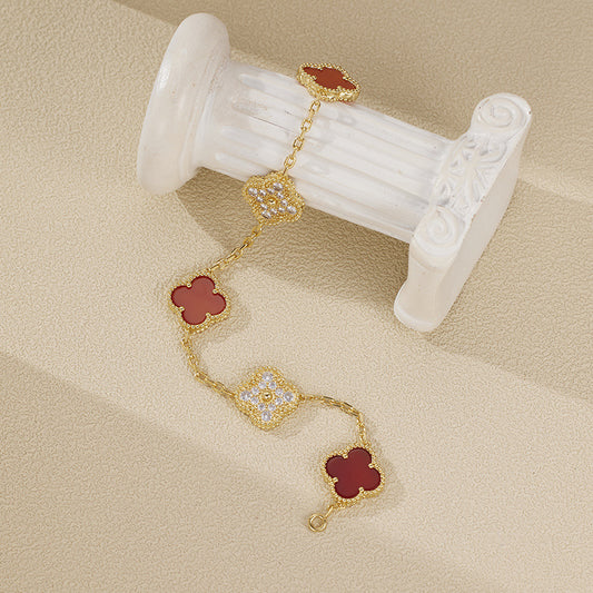 EMKOSUNG 18K Gold  Plated  Four Leaf Clover Bracelets for Women