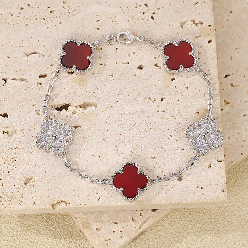 EMKOSUNG 18K Gold  Plated  Four Leaf Clover Bracelets for Women