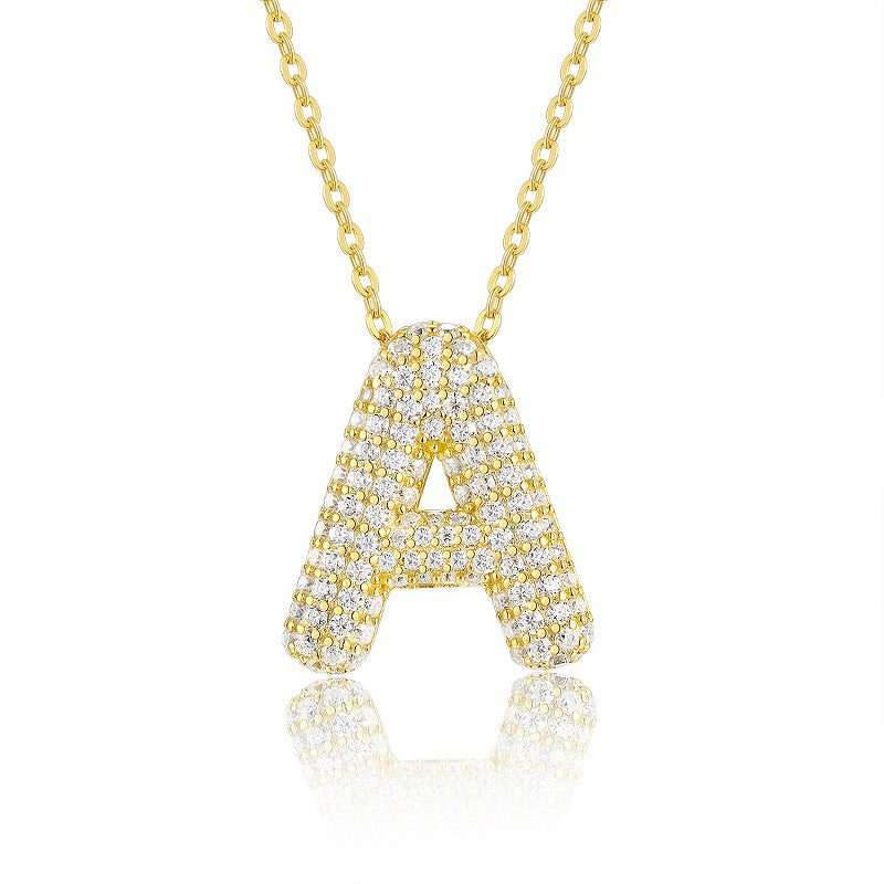 EMKOSUNG 18K Gold  Plated  Light Luxury  Moissanite Initial Letter  Necklaces for Women