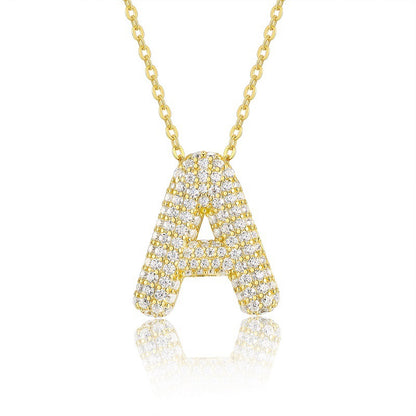 EMKOSUNG 18K Gold  Plated  Light Luxury  Moissanite Initial Letter  Necklaces for Women