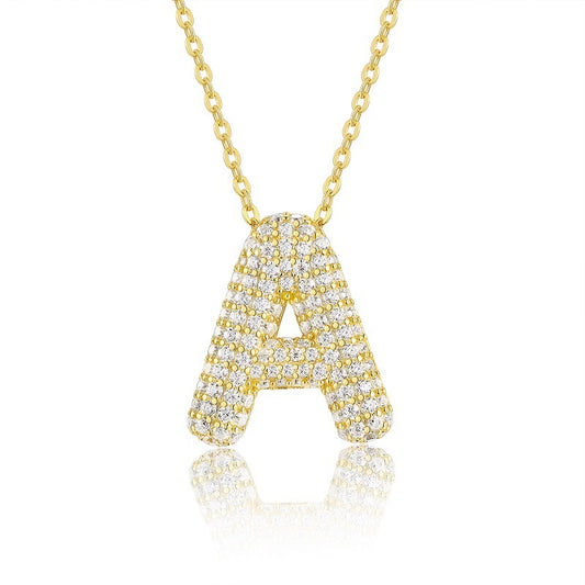 EMKOSUNG 18K Gold  Plated  Light Luxury  Moissanite Initial Letter  Necklaces for Women