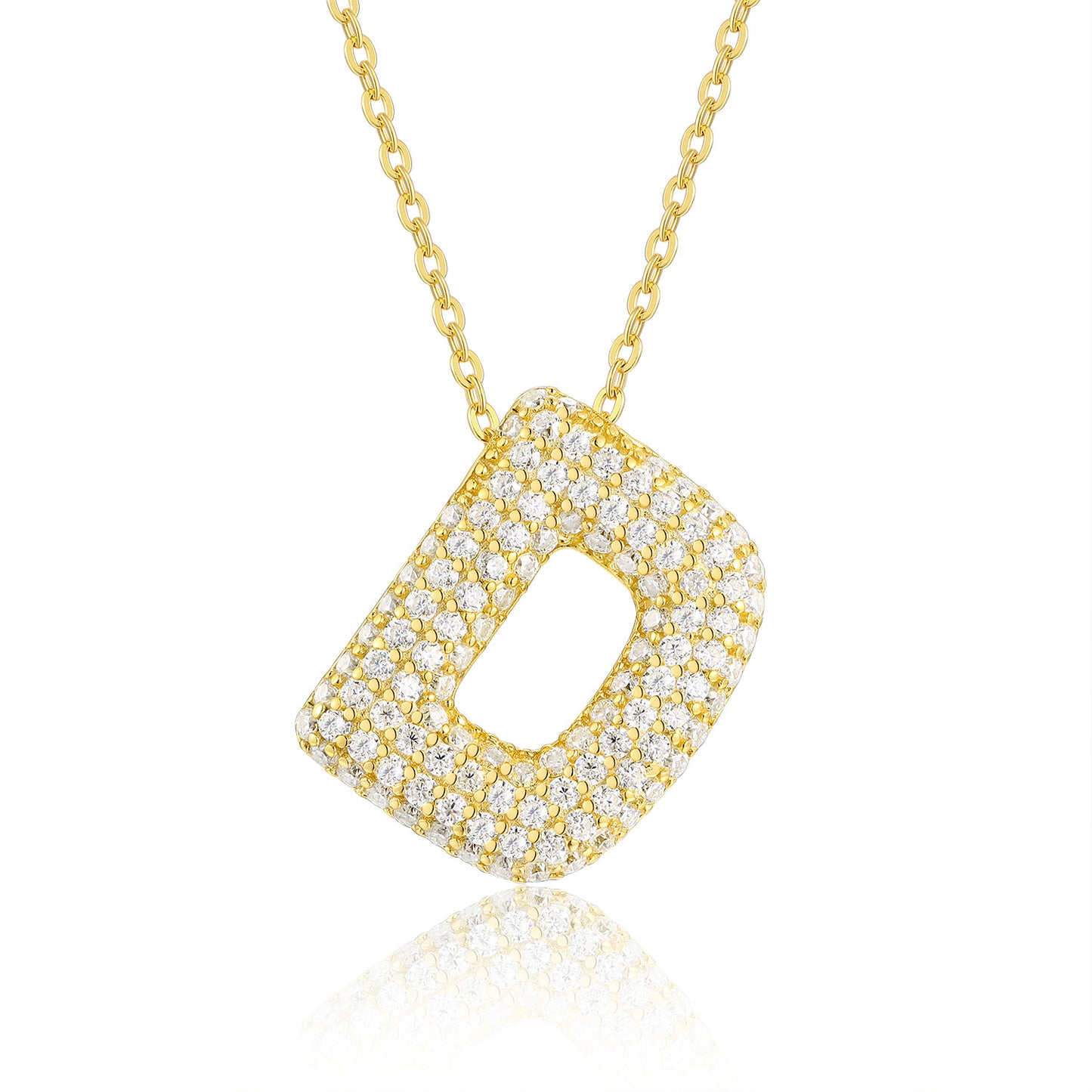 EMKOSUNG 18K Gold  Plated  Light Luxury  Moissanite Initial Letter  Necklaces for Women